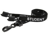 Black Student Lanyards with Plastic J Clip (Pack of 100)