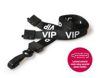 Recycled Black VIP Lanyards with Plastic J Clip (Pack of 100)