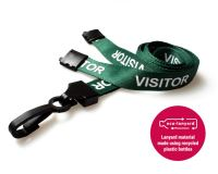 Recycled Green Visitor Lanyards with Plastic J Clip (Pack of 100)