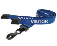 Blue Visitor Lanyards with Plastic J Clip (Pack of 100)