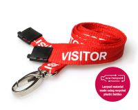 Recycled Red Visitor Lanyards with Metal Lobster Clip (Pack of 100)