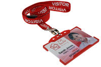 Recycled Red Visitor Lanyards with Metal Lobster Clip (Pack of 100)