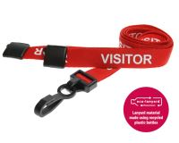 Recycled Red Visitor Lanyards with Plastic J Clip (Pack of 100)