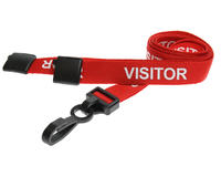 Red Visitor Lanyards with Plastic J Clip (Pack of 100)