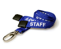 Recycled Royal Blue Staff Lanyards with Metal Lobster Clip (Pack of 100)