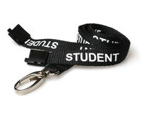 Black Student Lanyards With Metal Lobster Clip (Pack of 100)